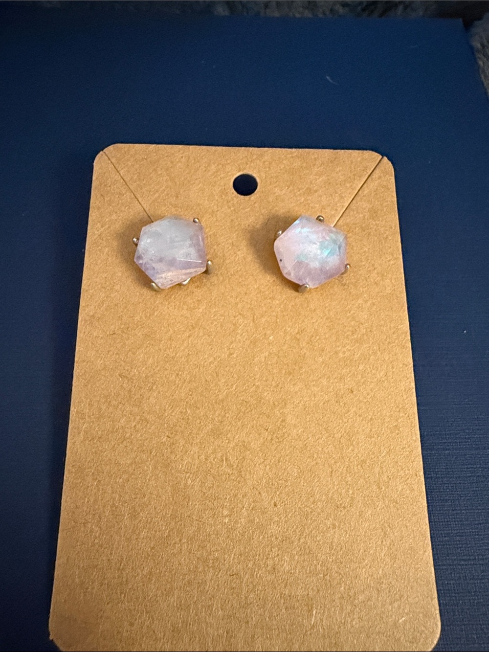 Kendra Scott Hexagon Iridescent Pink Stone Stud Earrings - Women's Jewelry